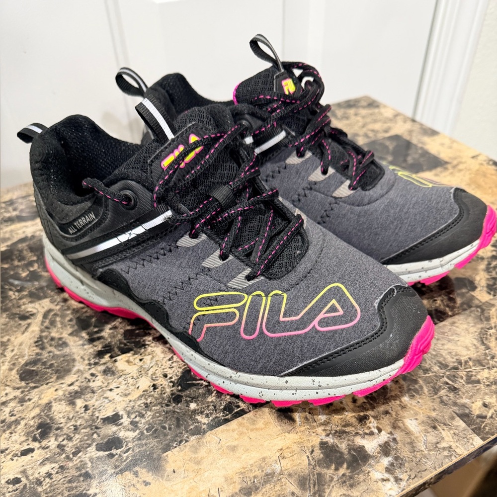 Fila Black and Pink Athletic All Terrain Sneakers Size 7.5 W